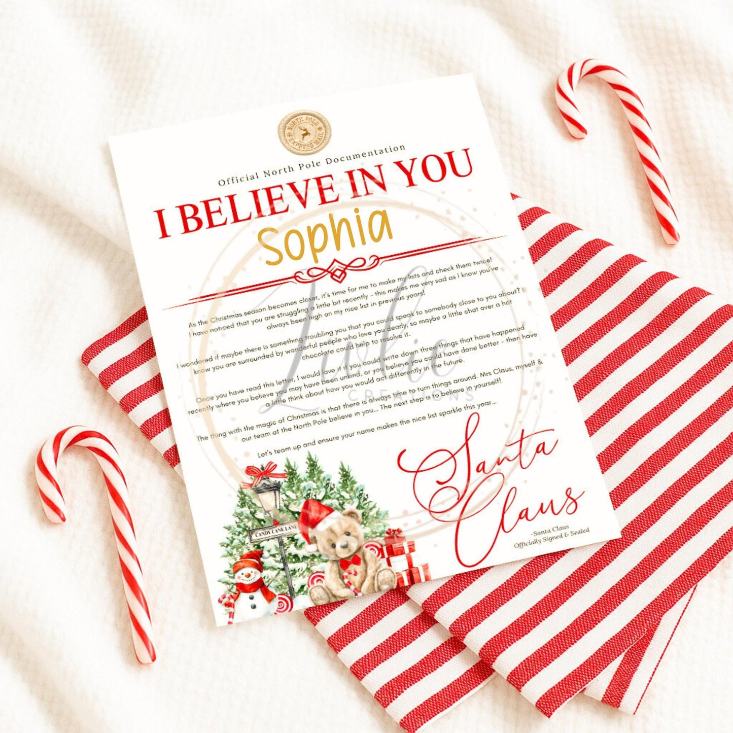 Personalised Letter From Santa: Candy Cane Collection, Christmas Keepsake