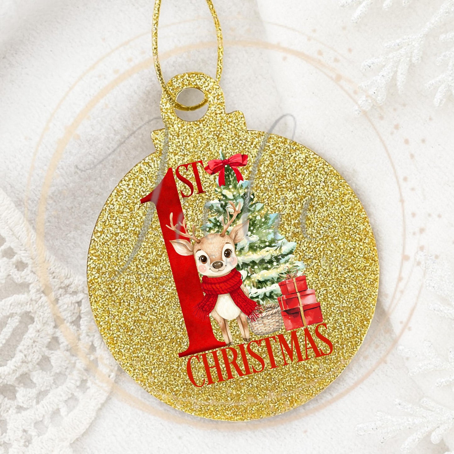 Baby's First Christmas Bauble Red Reindeer