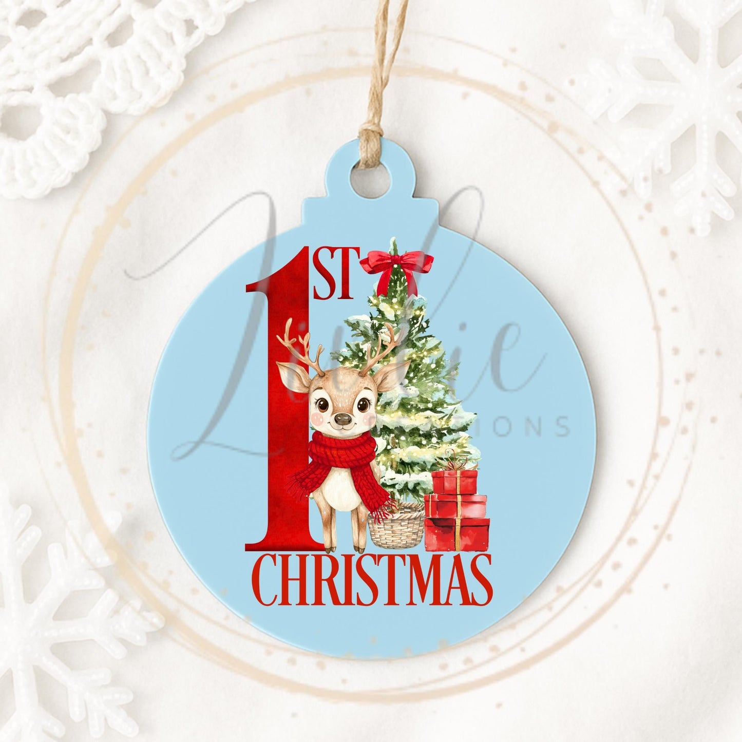 Baby's First Christmas Bauble Red Reindeer