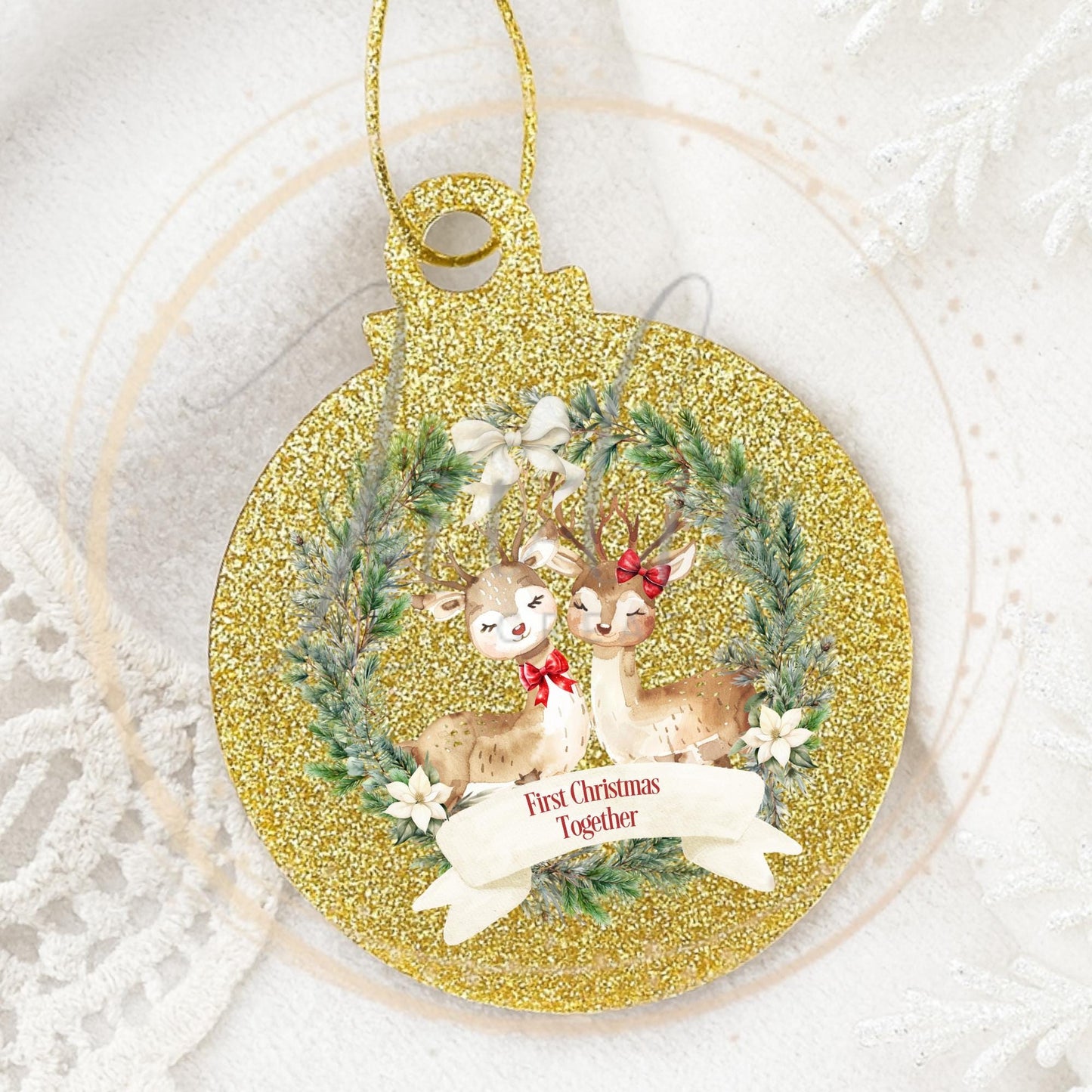 First Christmas Together Reindeer Bauble