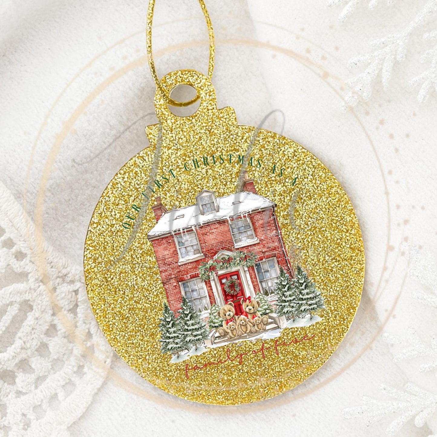 Personalised Family of 5 Christmas Bauble