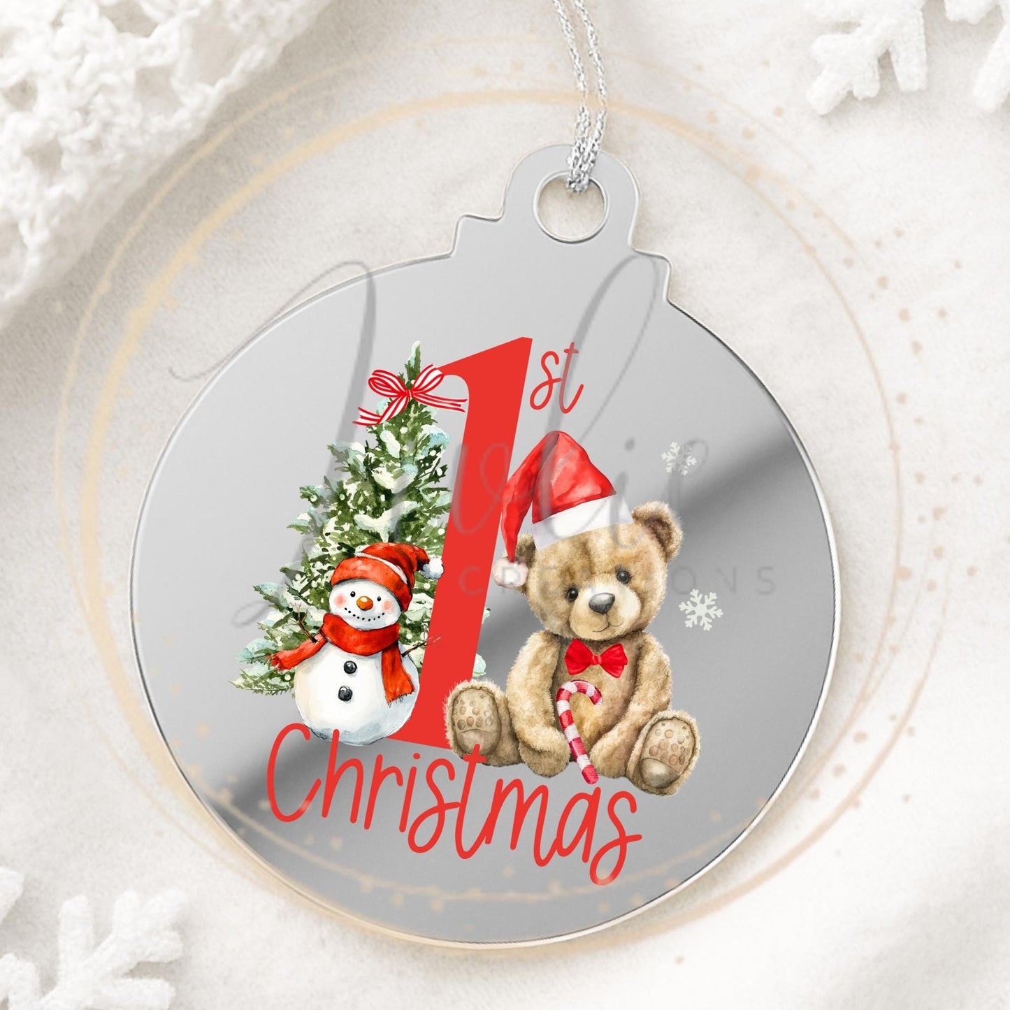 Baby's First Christmas Red Teddy Bear Bauble