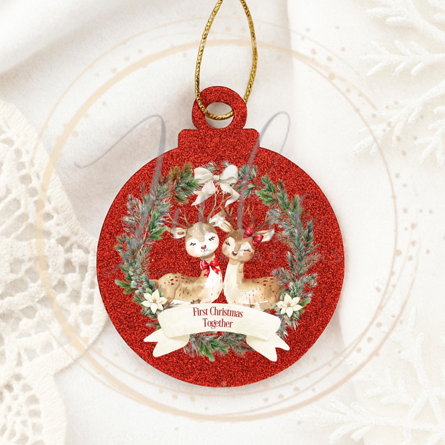 First Christmas Together Reindeer Bauble