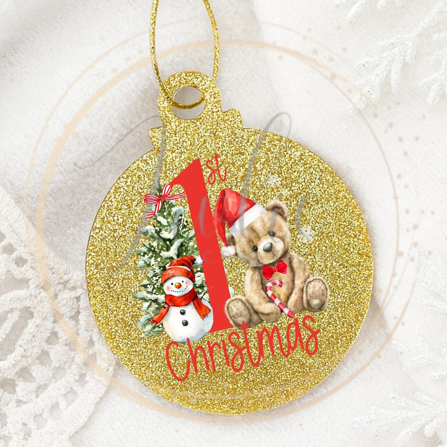 Baby's First Christmas Red Teddy Bear Bauble