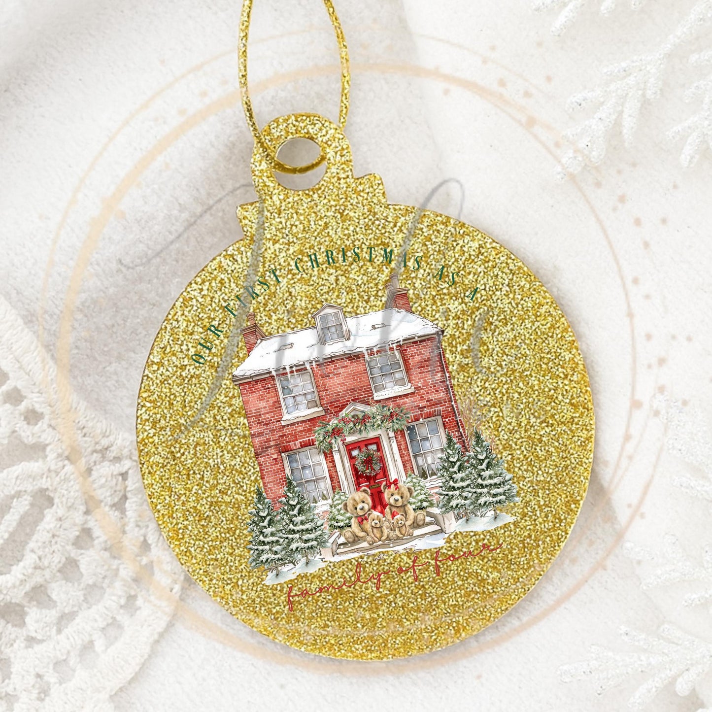 Personalized First Christmas as Family of 4 Ornament