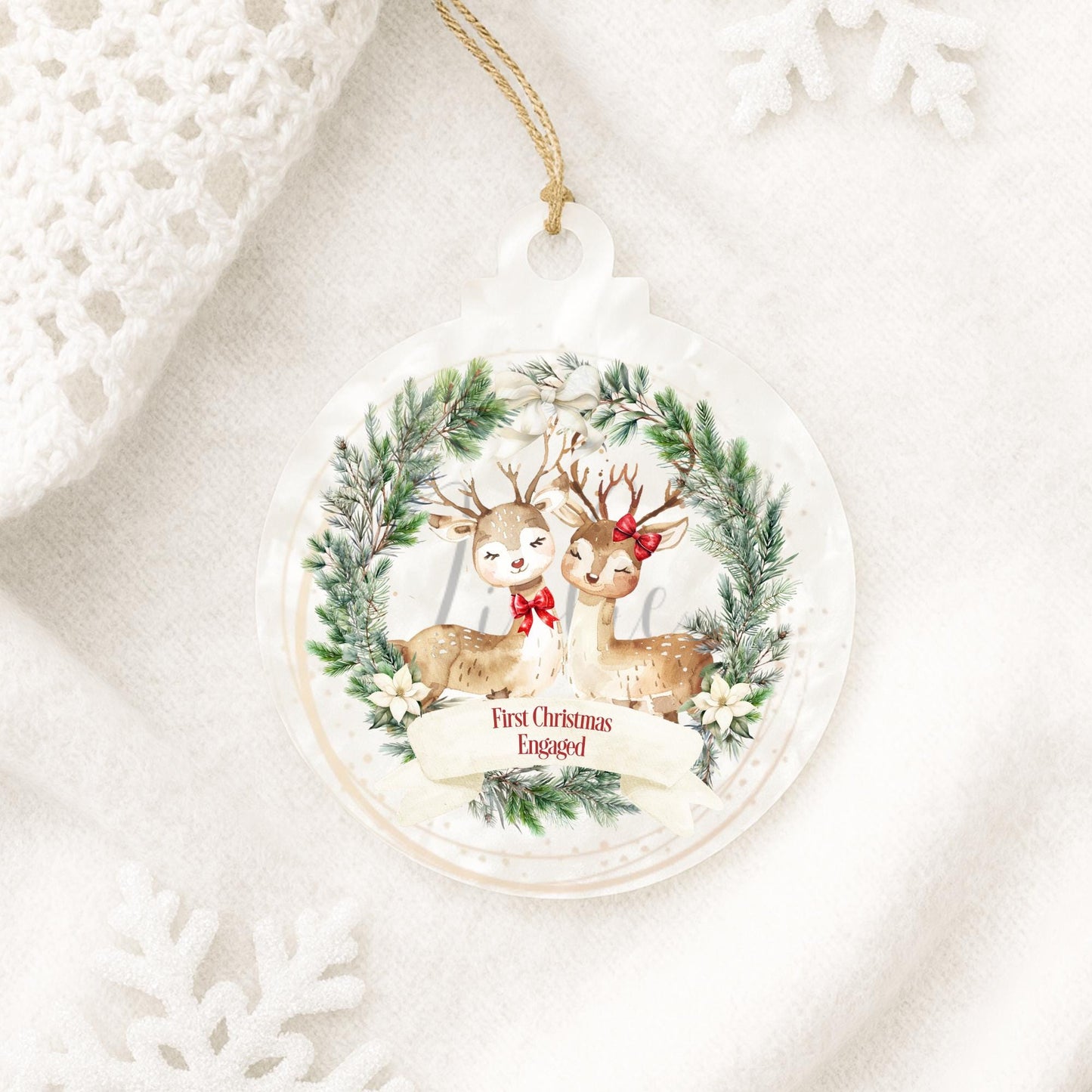 First Christmas Engaged Reindeer Bauble