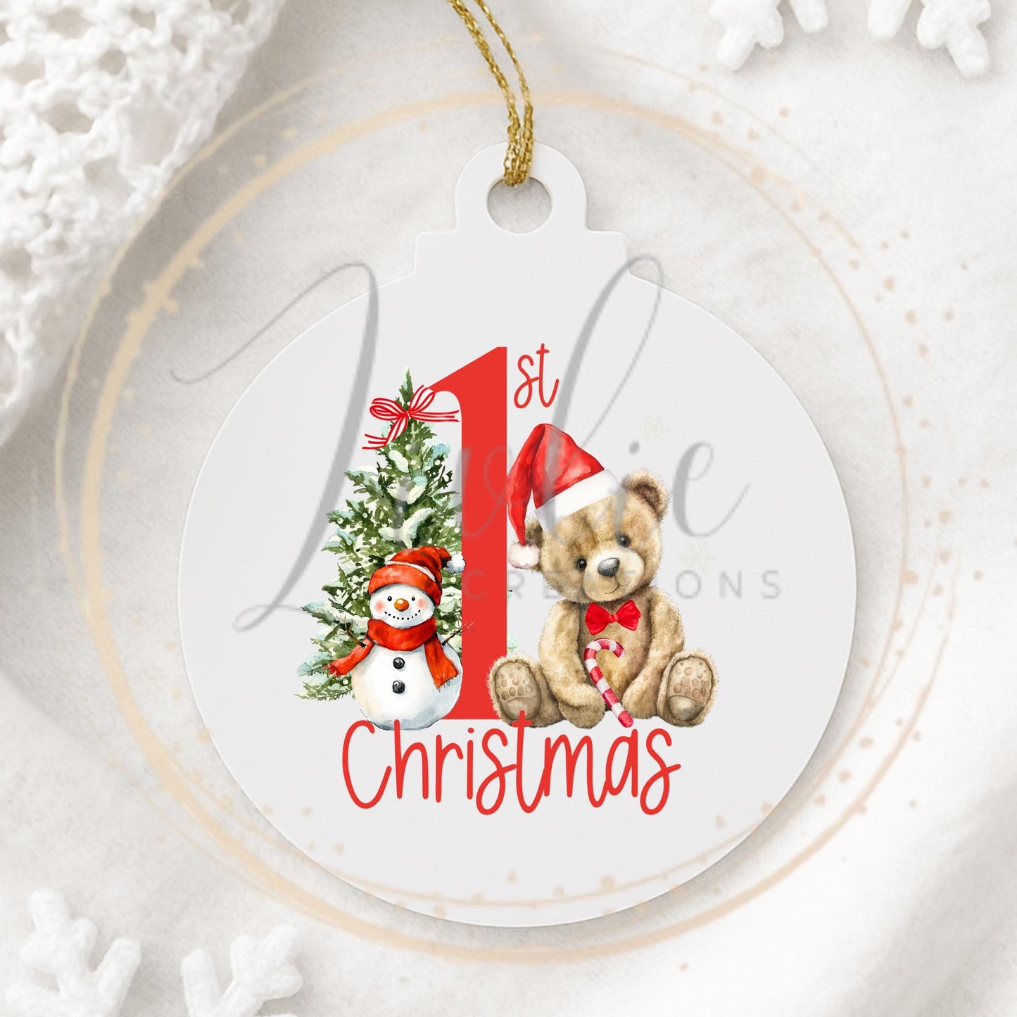 Baby's First Christmas Red Teddy Bear Bauble