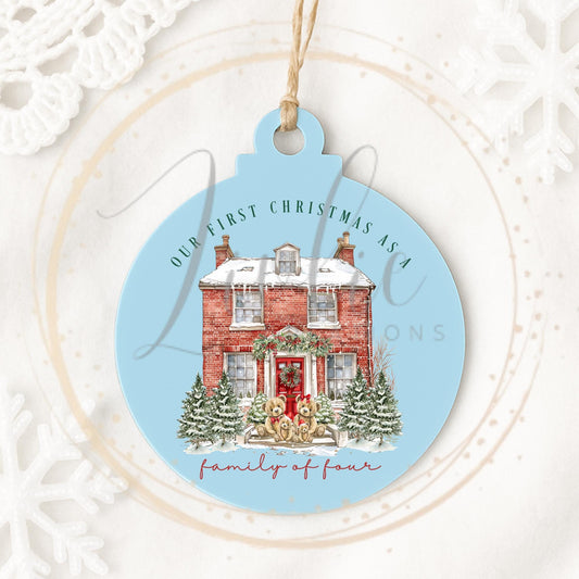 Personalized First Christmas as Family of 4 Ornament