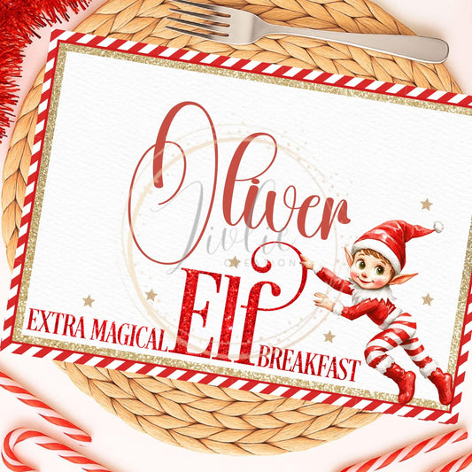 Personalised Christmas Elf Placemat - Festive Kids Table Decor
