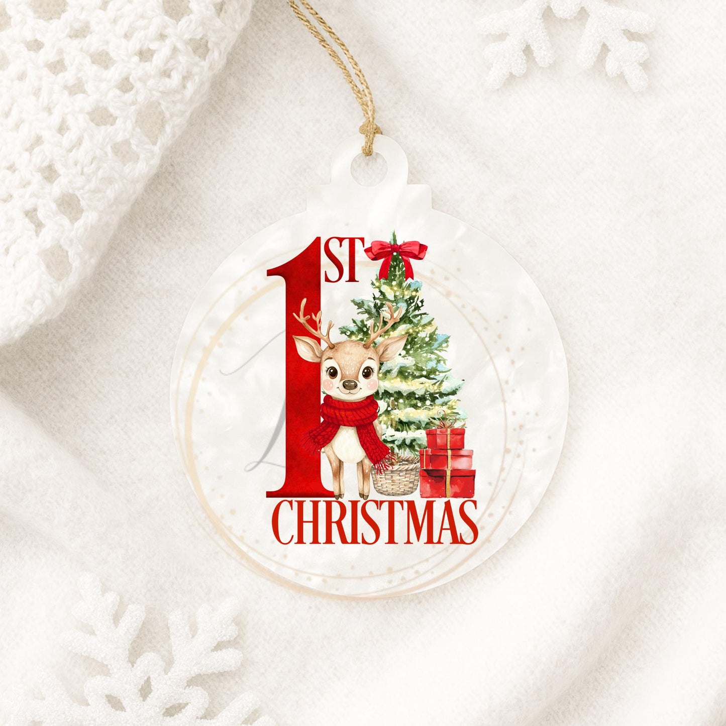 Baby's First Christmas Bauble Red Reindeer