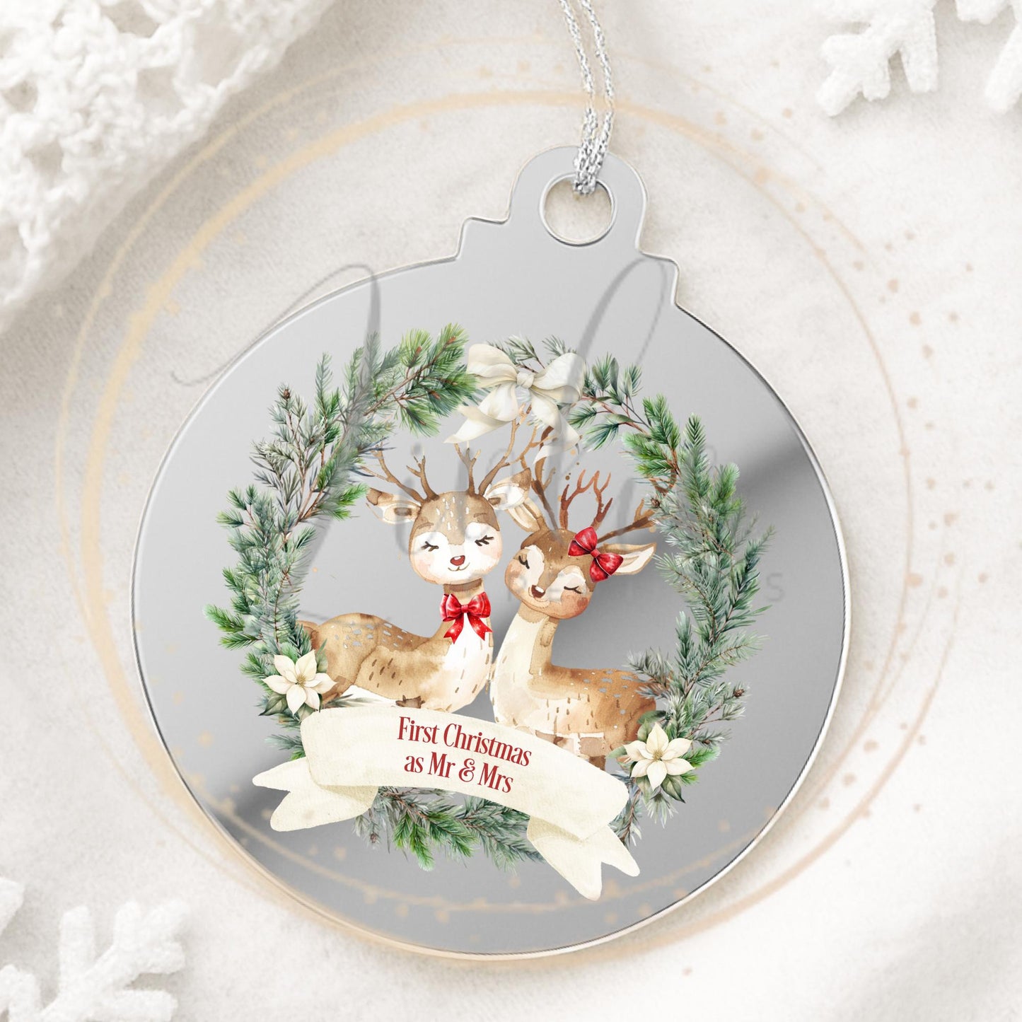First Christmas as Mr & Mrs Reindeer Bauble
