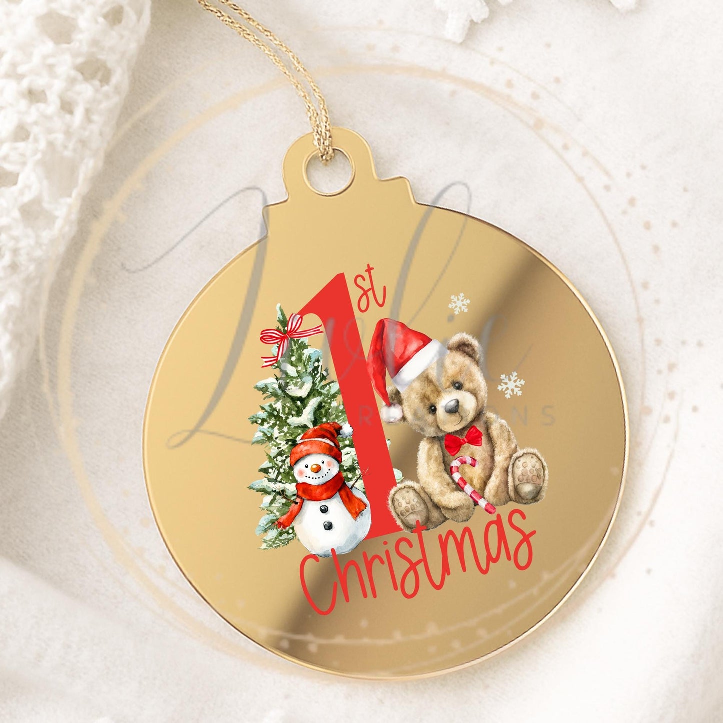 Baby's First Christmas Red Teddy Bear Bauble