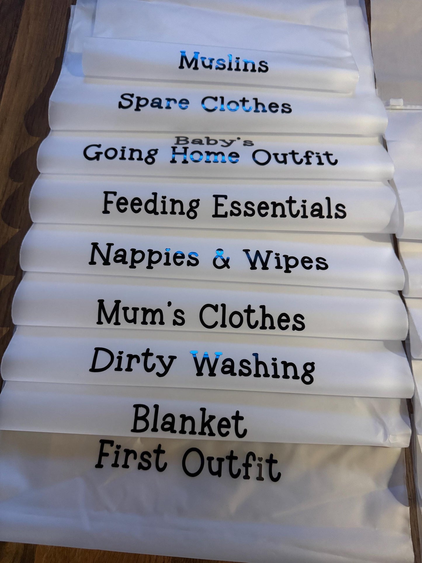 Hospital Bag Organiser Pouches: Mum & Baby Essentials - Set of 20