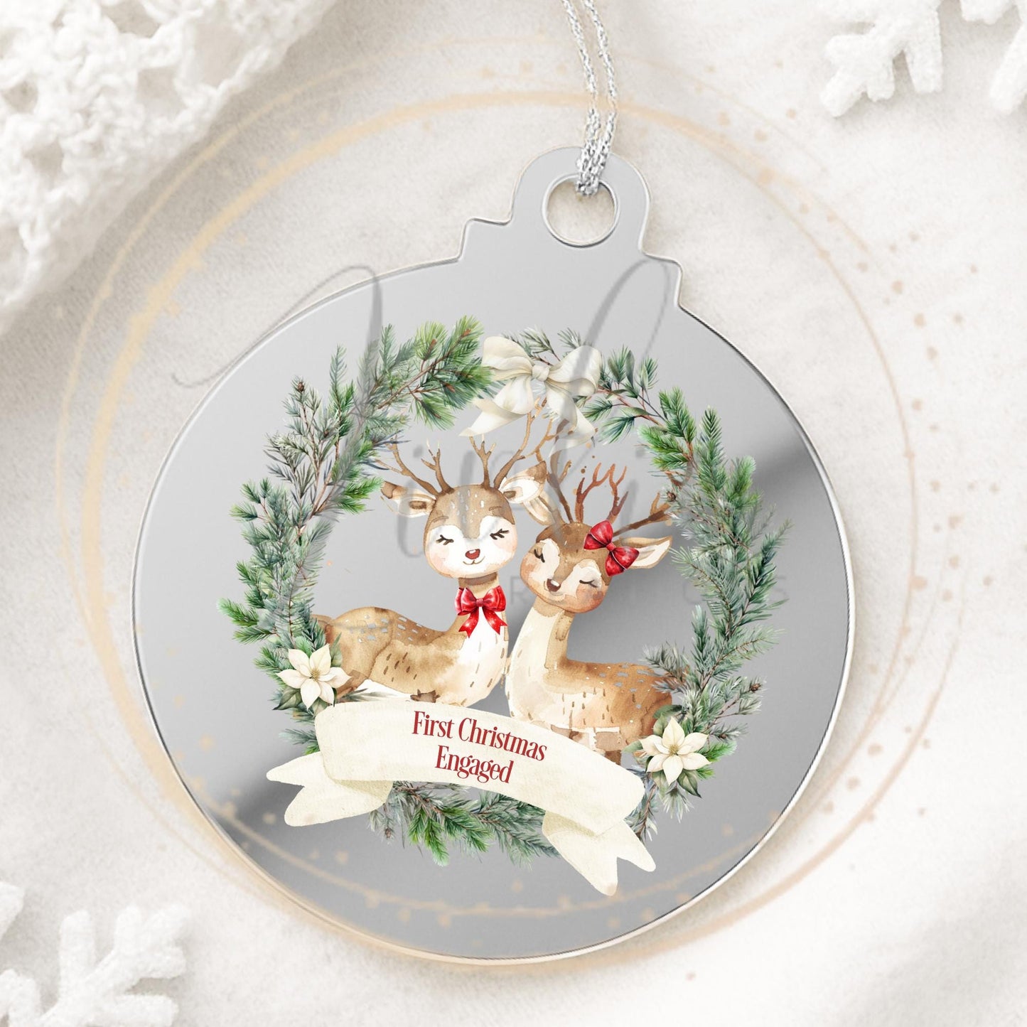 First Christmas Engaged Reindeer Bauble