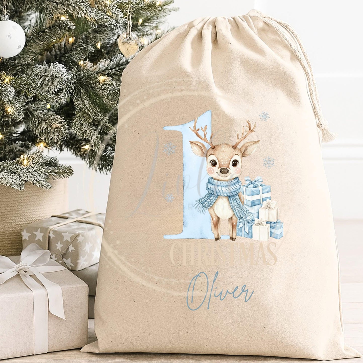 Personalised Reindeer 1st Christmas Sack