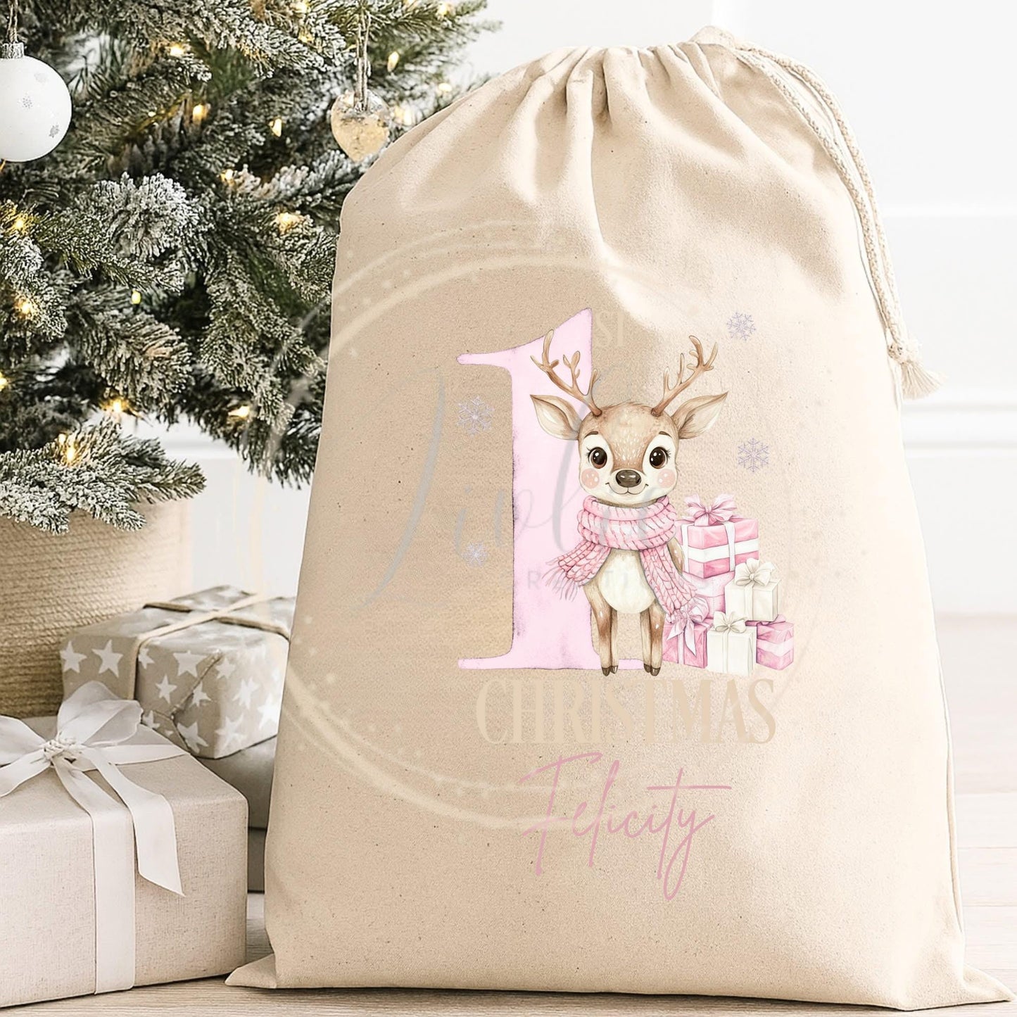 Personalised Reindeer 1st Christmas Sack