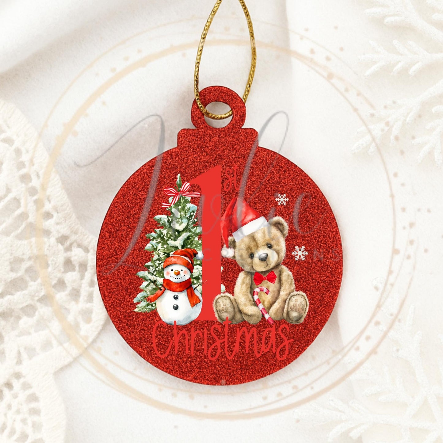 Baby's First Christmas Red Teddy Bear Bauble