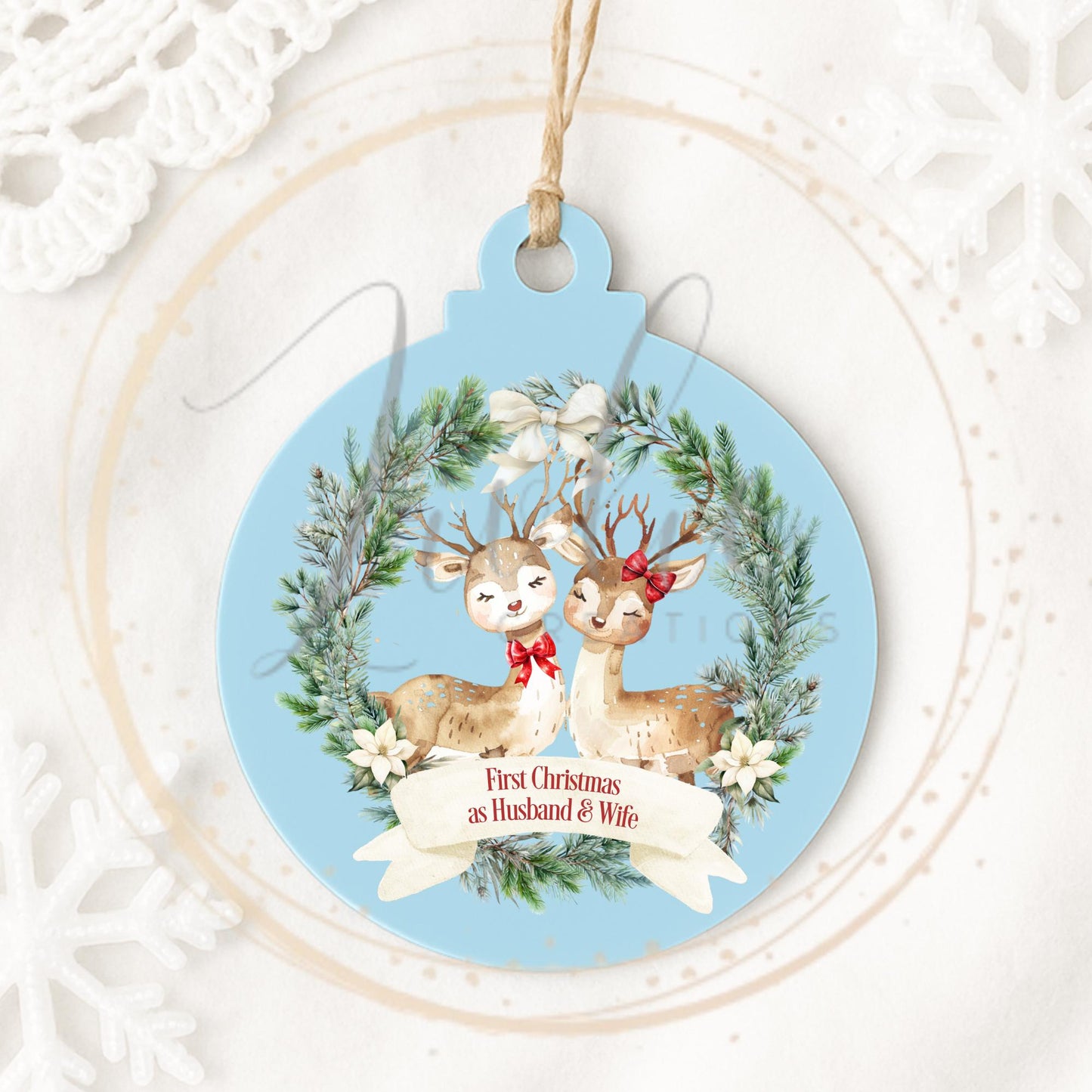 First Christmas as Husband & Wife Reindeer Bauble