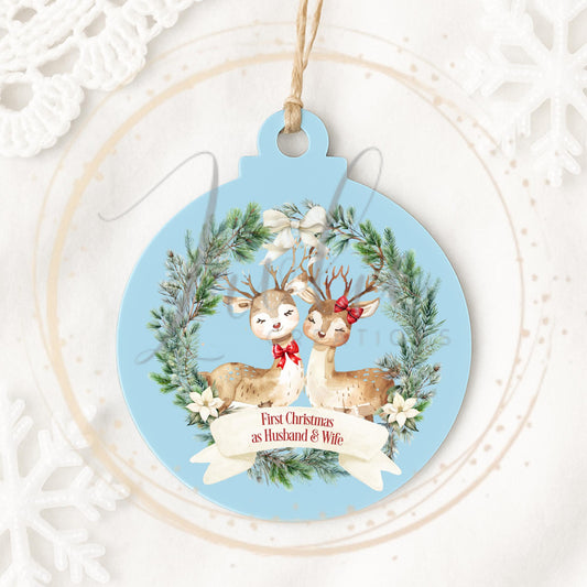 First Christmas as Husband & Wife Reindeer Bauble