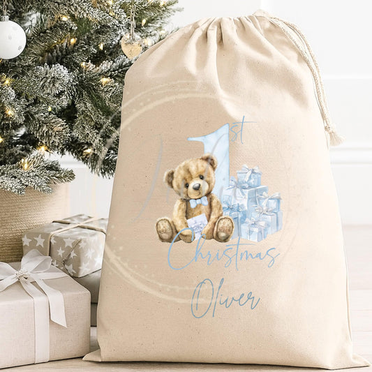 Personalised Teddy Bear 1st Christmas Sack