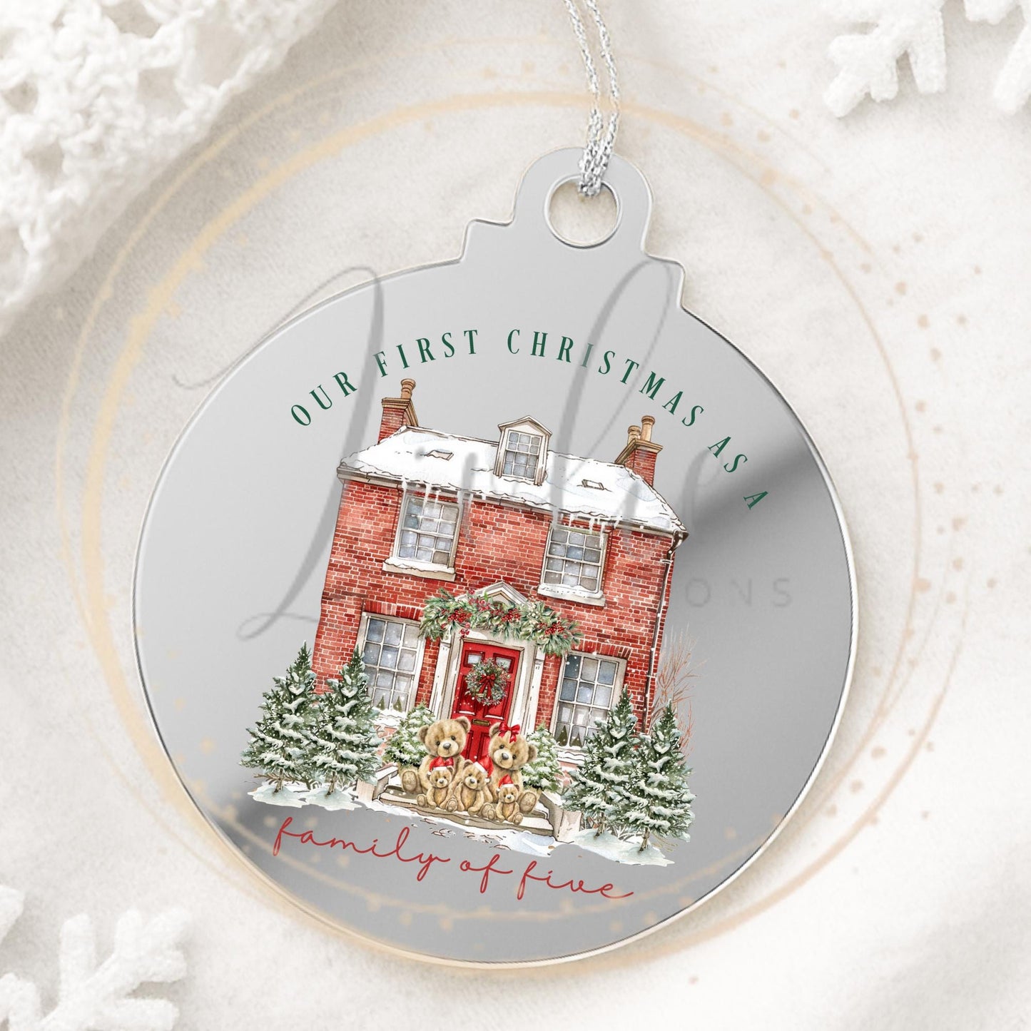 Personalised Family of 5 Christmas Bauble