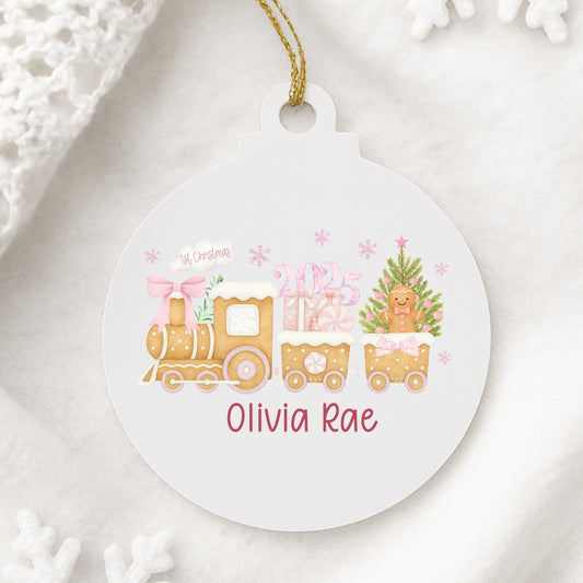 Personalised First Christmas Train Bauble