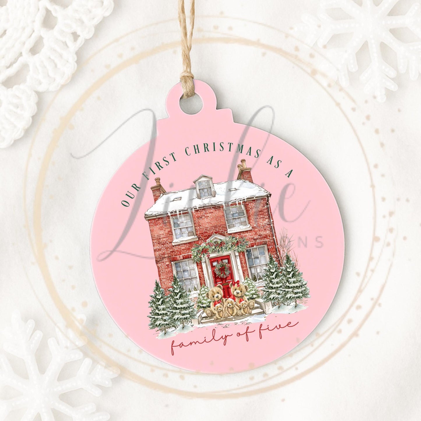 Personalised Family of 5 Christmas Bauble