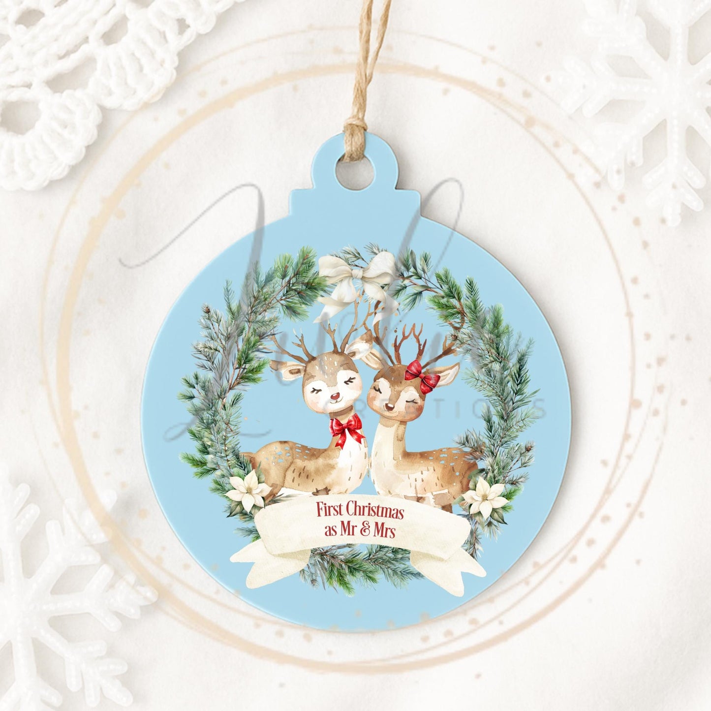 First Christmas as Mr & Mrs Reindeer Bauble