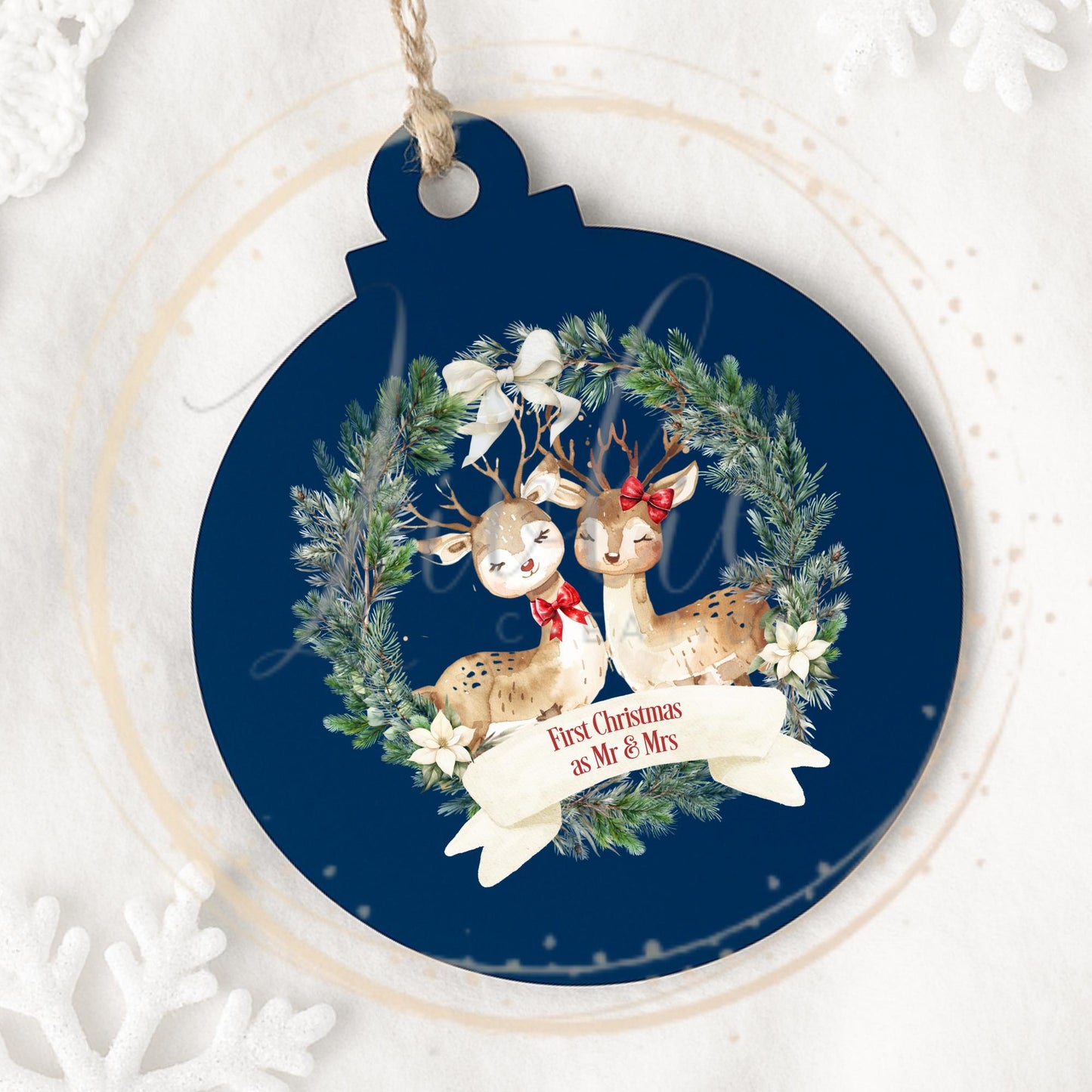 First Christmas as Mr & Mrs Reindeer Bauble