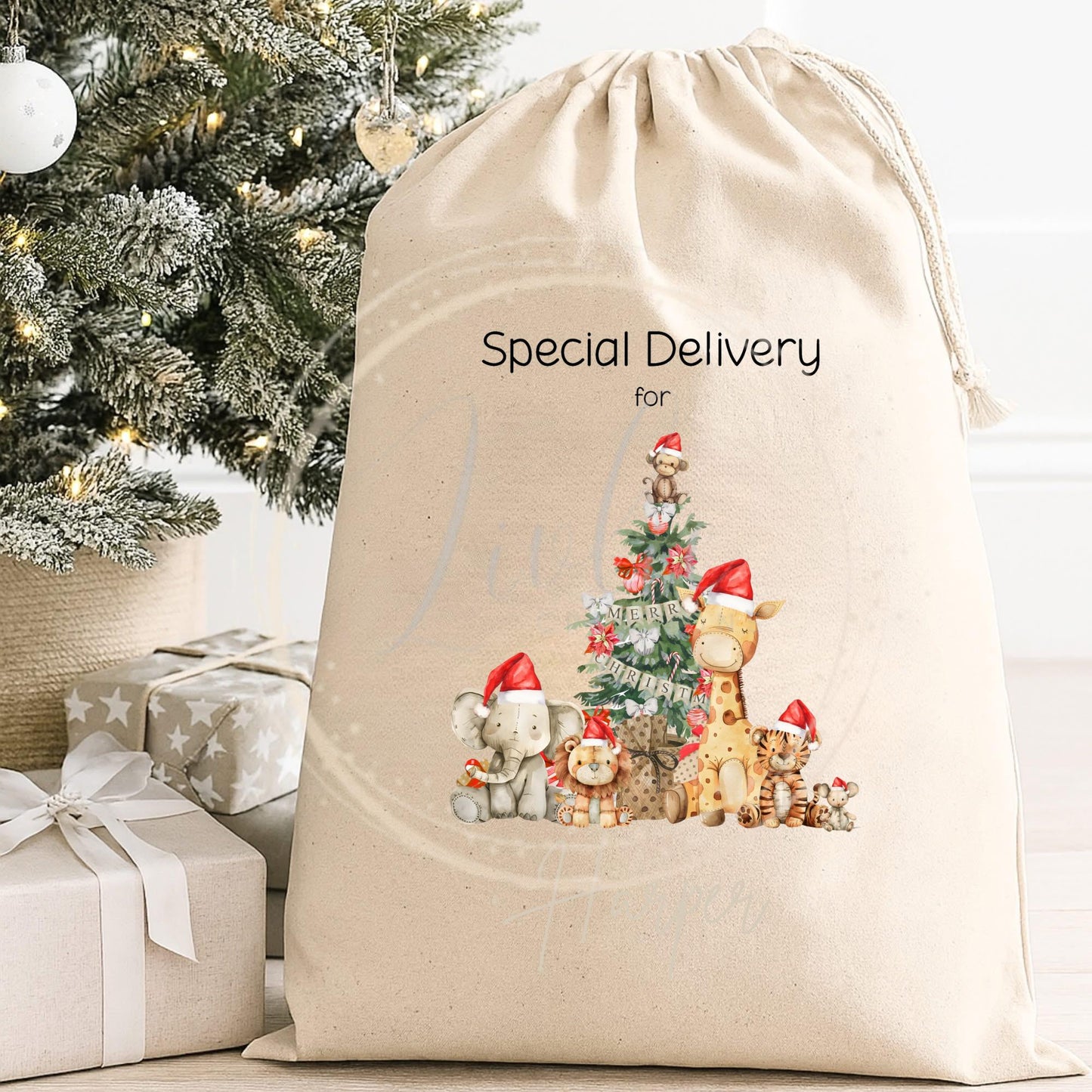 Personalised Animal Design Christmas Sack