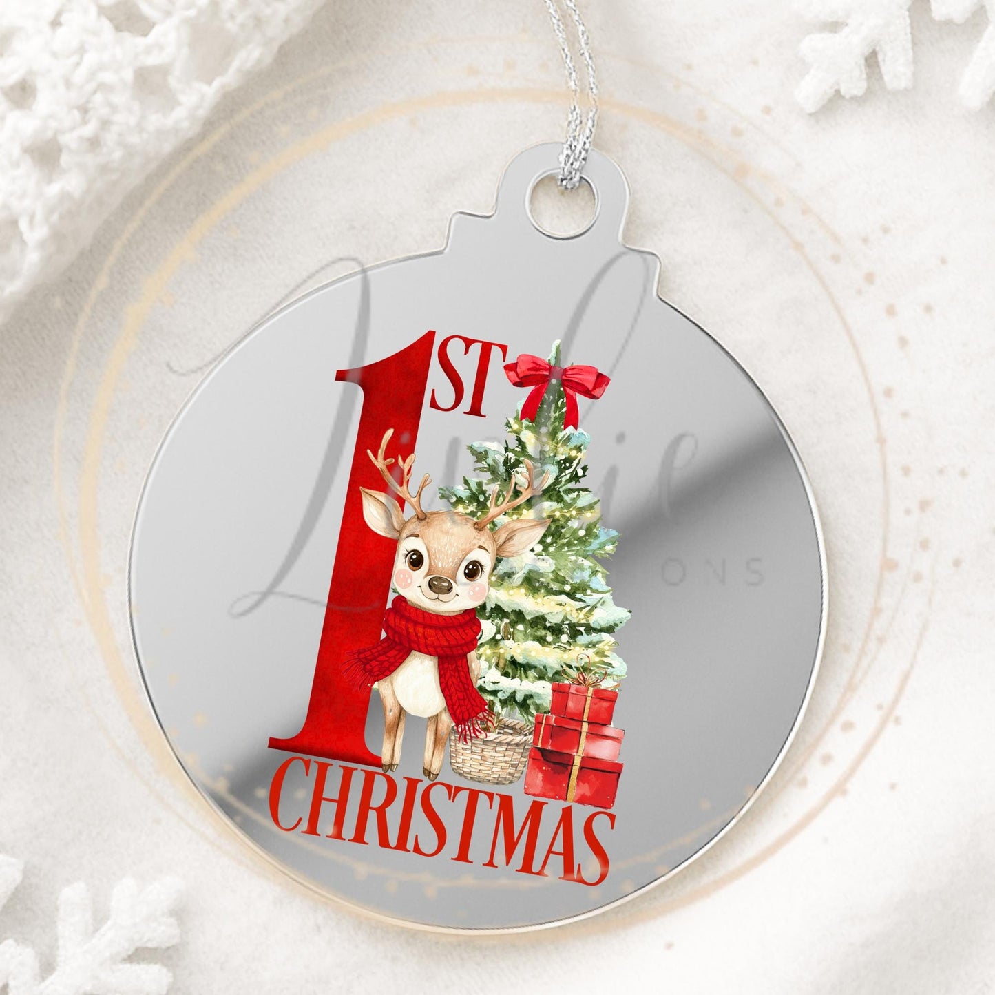 Baby's First Christmas Bauble Red Reindeer