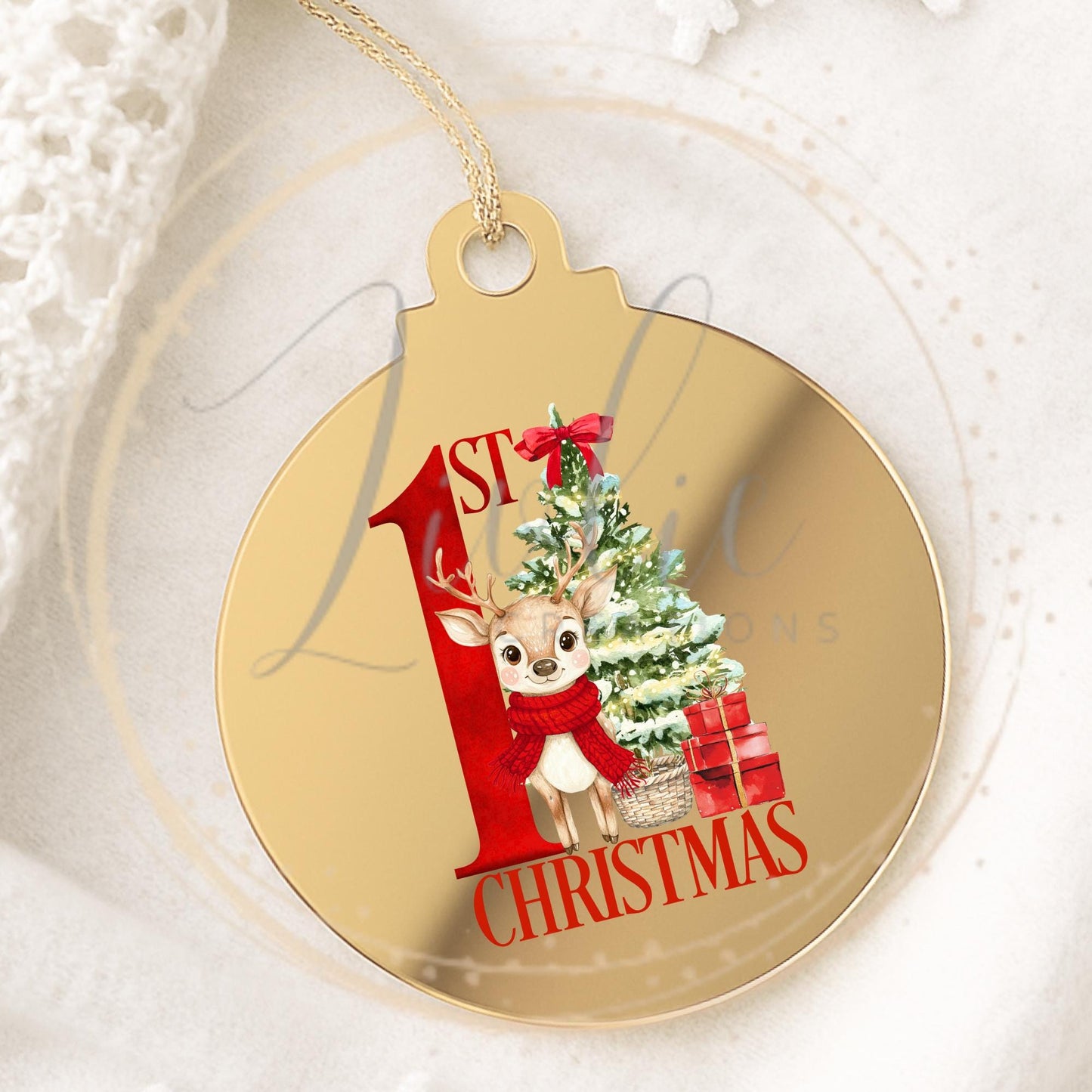 Baby's First Christmas Bauble Red Reindeer