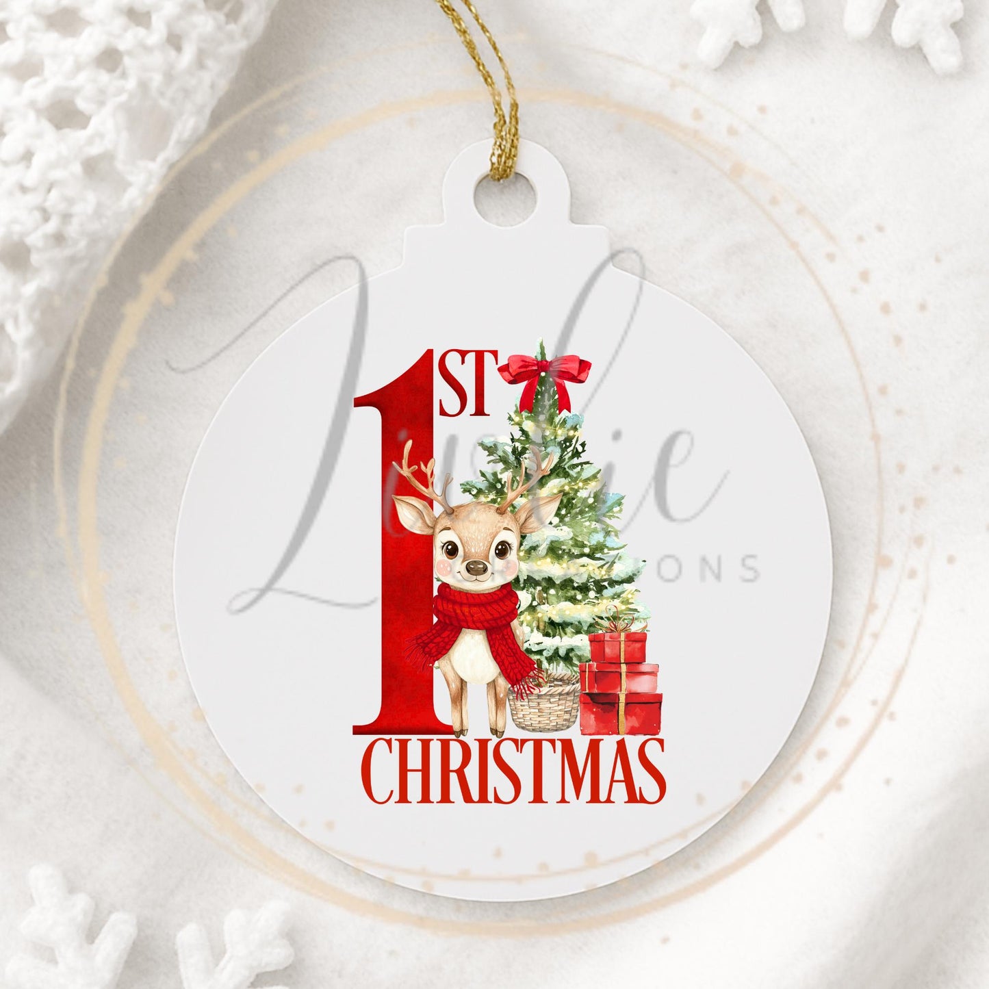 Baby's First Christmas Bauble Red Reindeer