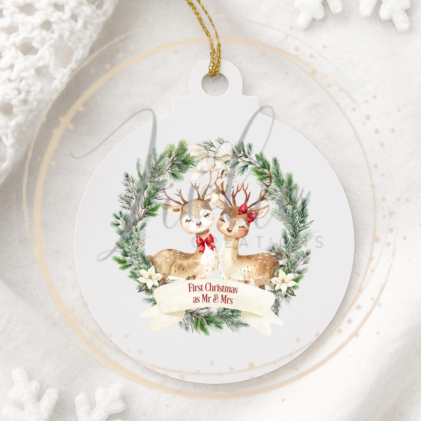 First Christmas as Mr & Mrs Reindeer Bauble