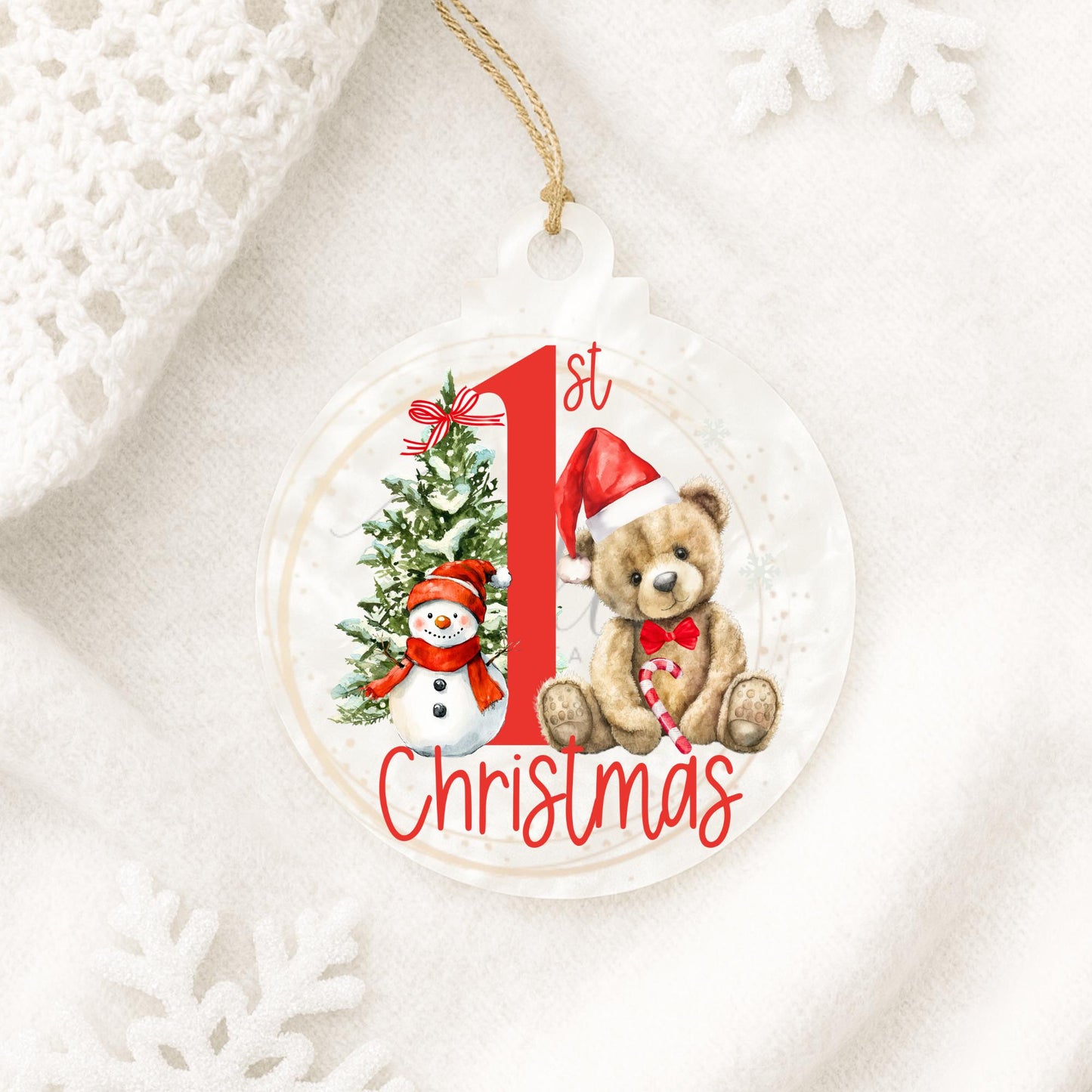 Baby's First Christmas Red Teddy Bear Bauble