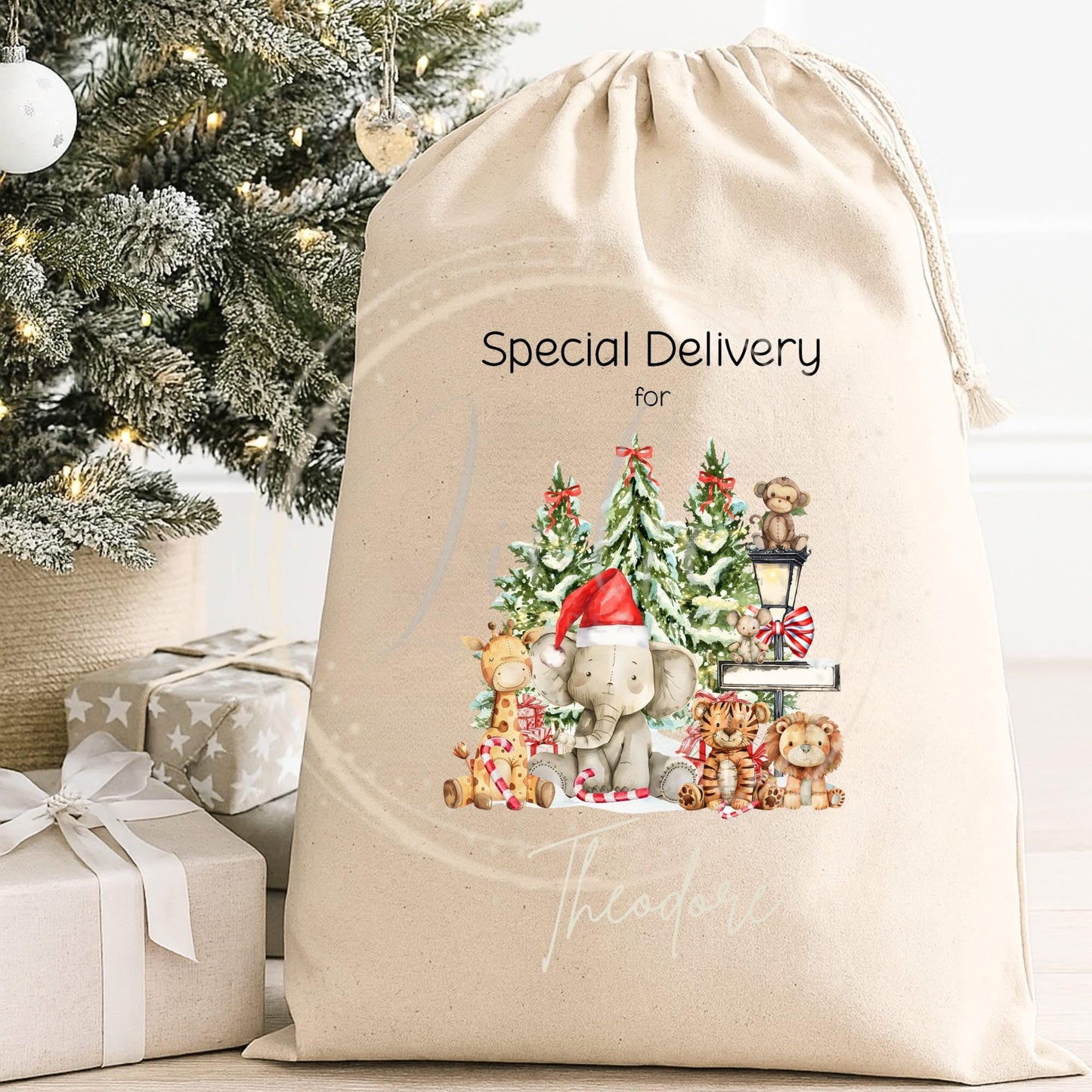 Personalised Animal Design Christmas Sack