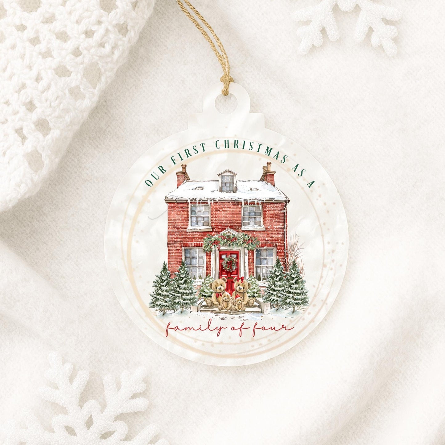 Personalized First Christmas as Family of 4 Ornament