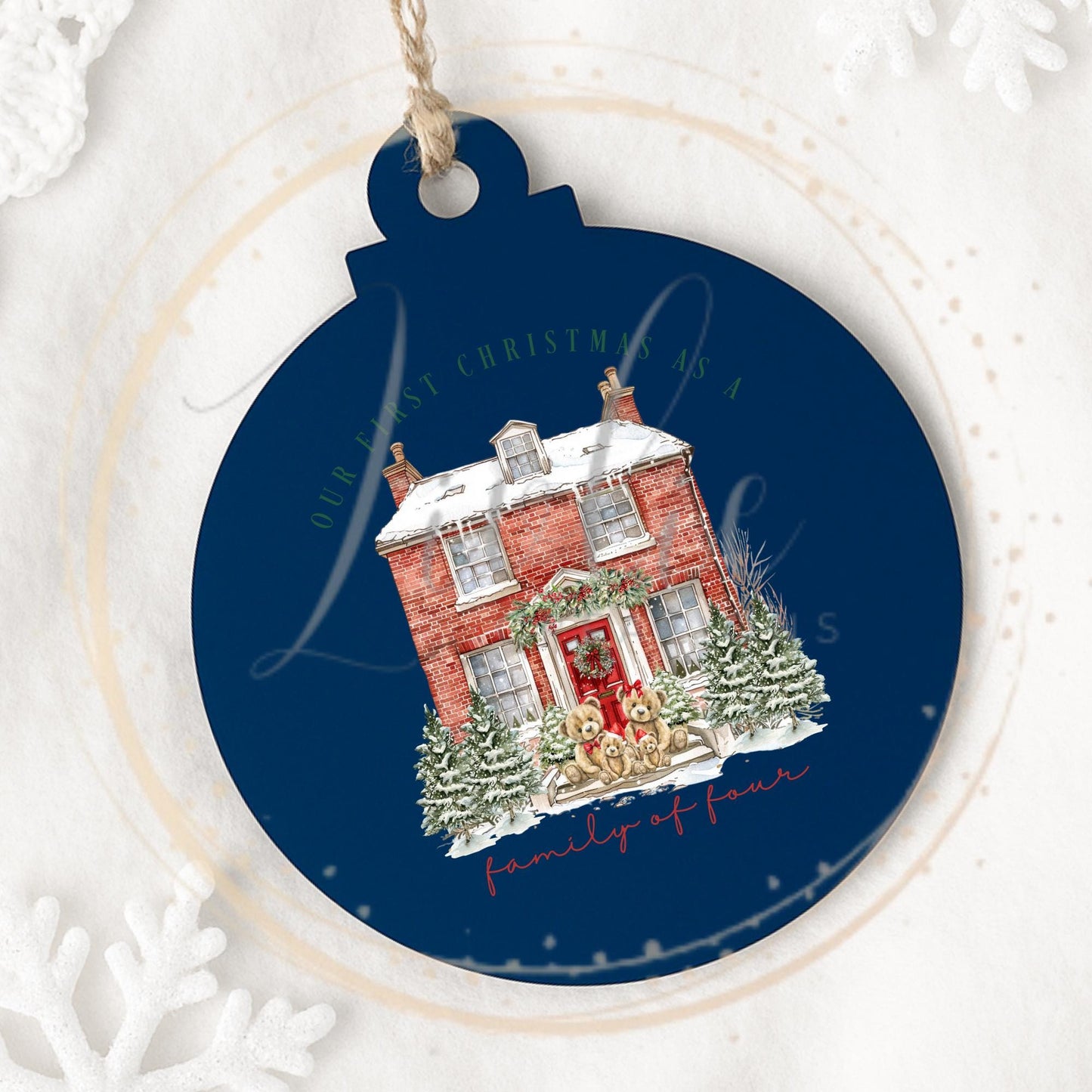 Personalized First Christmas as Family of 4 Ornament