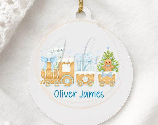 Personalised First Christmas Train Bauble